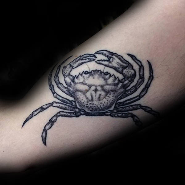 Man With Crab Tattoo On Arm Dotwork Designs