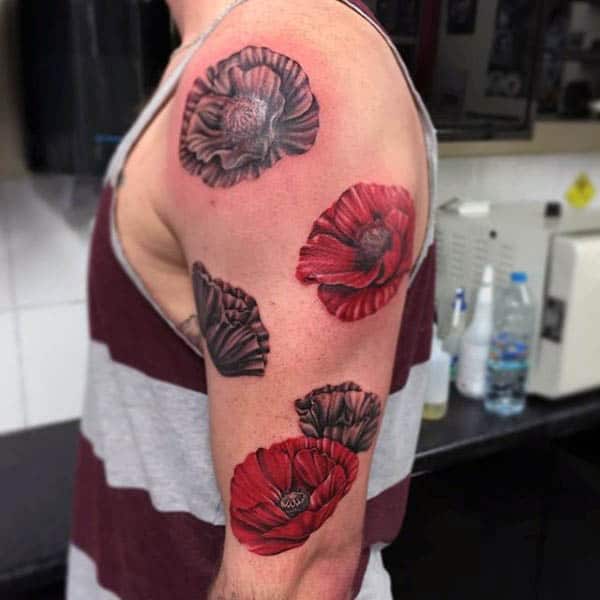 75 Poppy Tattoo Designs For Men - Remembrance Flower Ink