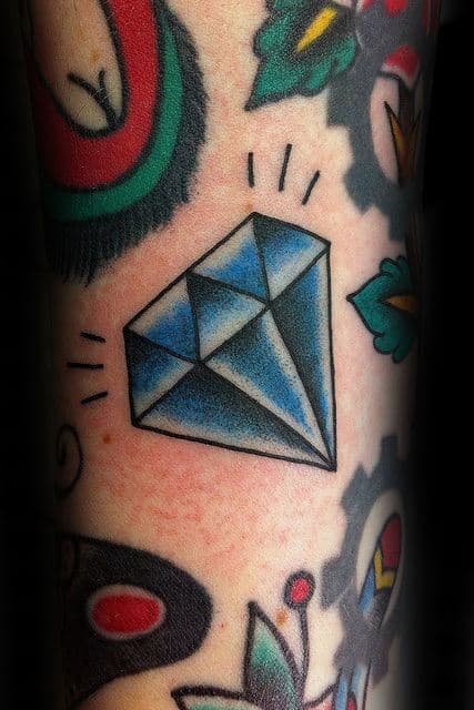 Man With Small Traditional Diamond Tattoo On Forearm