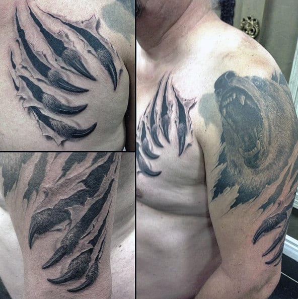 100 Bear Claw Tattoo Designs For Men - Sharp Ink Ideas
 Claw Ripping Skin Tattoo
