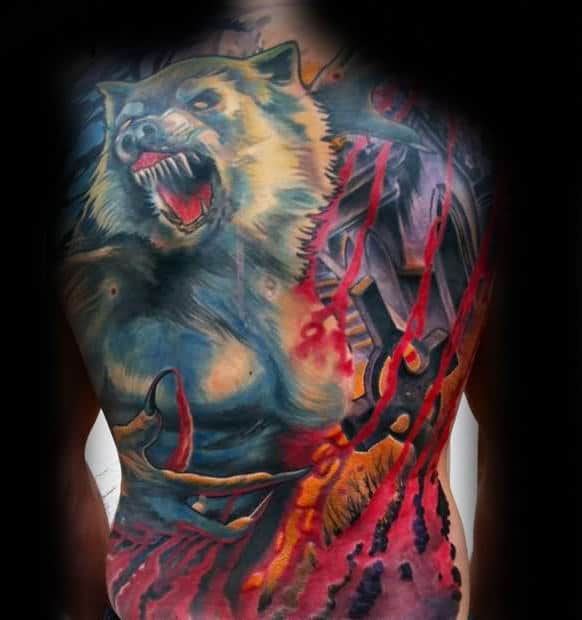 40 Wolf Back Tattoo Designs For Men Fierce Ink Ideas