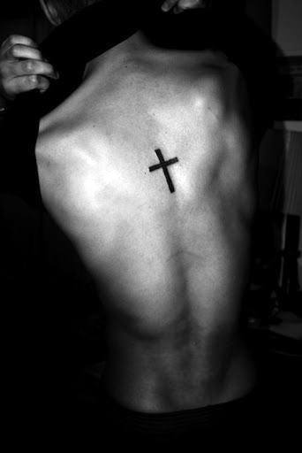Manly Simple Cross Back Guys Tattoo Inspiration