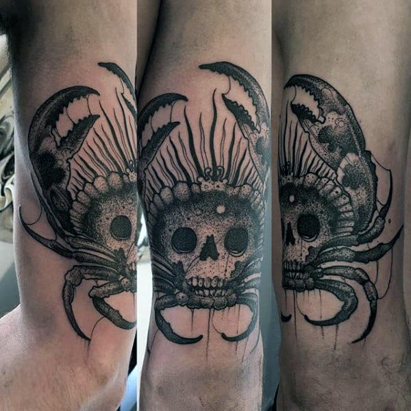 Manly Skull Crab Guys Arm Tattoo Designs