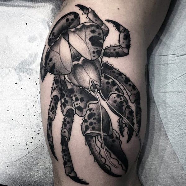 Masculine Guys Black Crab Inner Arm Bicep Tattoos