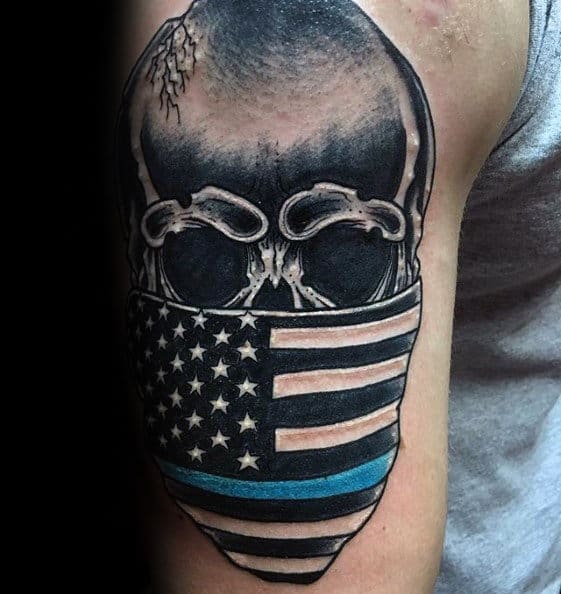 50 Thin Blue Line Tattoo Designs For Men - Symbolic Ink Ideas