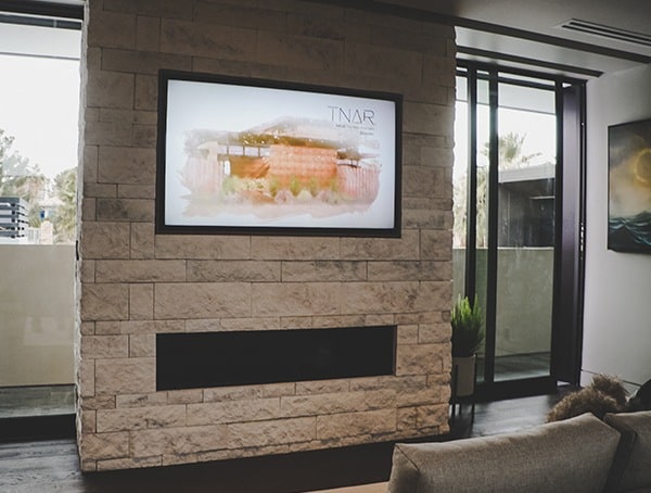 Master Bedroom Stone Linear Fireplace Las Vegas Nevada 2019