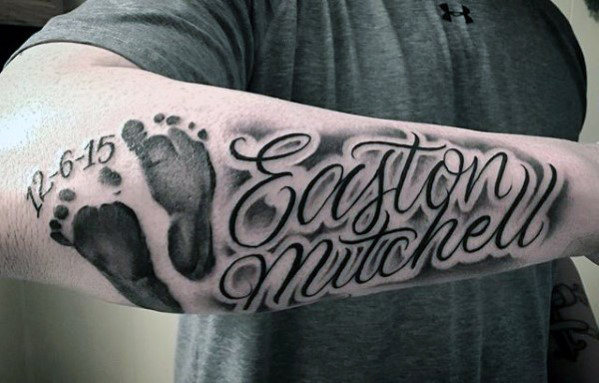 40 Forearm Name Tattoos For Men - Manly Design Ideas