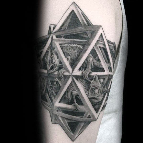 60 Mc Escher Tattoo Designs For Men - Graphic Artist Ink Ideas