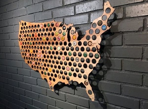 Mens Diy Man Cave Ideas Usa Map With Bottle Caps