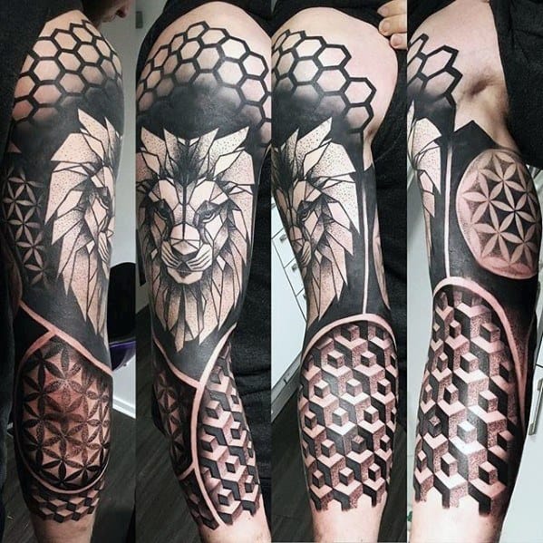 50 Geometric Tattoo Sleeve Designs For Men - Complex Ink Ideas