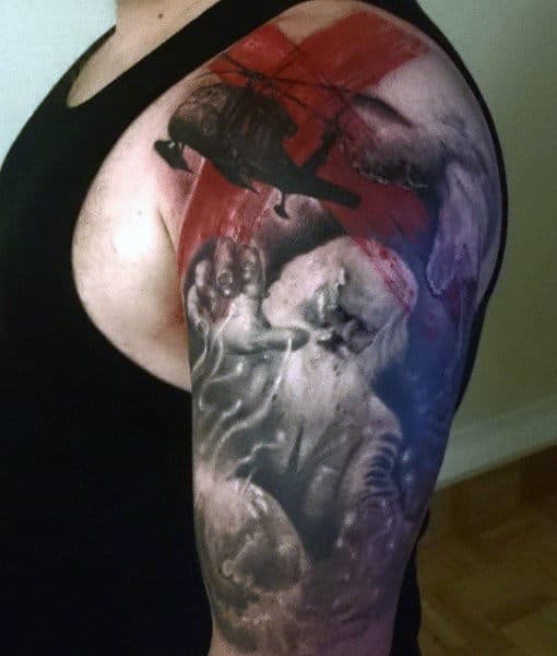 100 Military Tattoos For Men - Memorial War Solider Designs
 Infantry Skull Tattoo