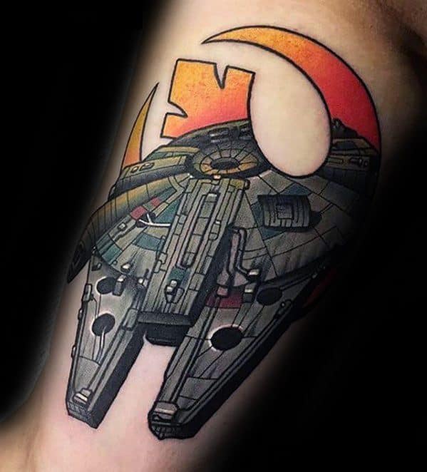 50 Millennium Falcon Tattoo Designs For Men Star Wars Ideas