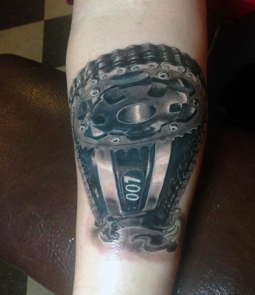 mens motorcycle chain tattoo