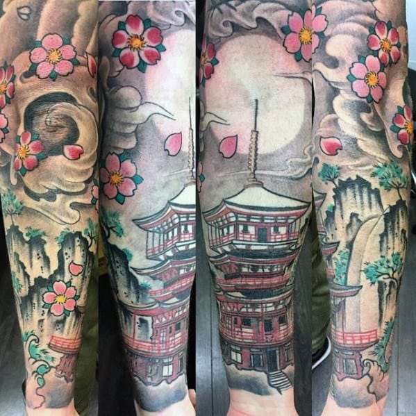 60 Pagoda Tattoo Designs For Men Tiered Tower Ink Ideas