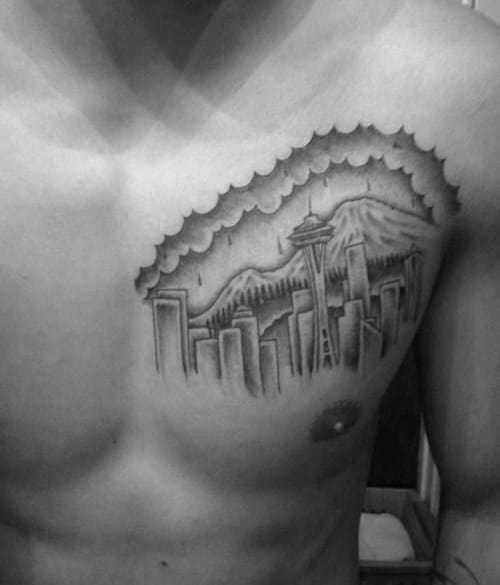 30 Seattle Skyline Tattoo Designs For Men - City Ink Ideas
