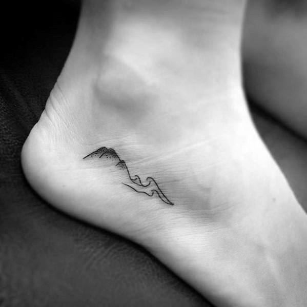Mens Side Of Foot Simple Wave Tattoos