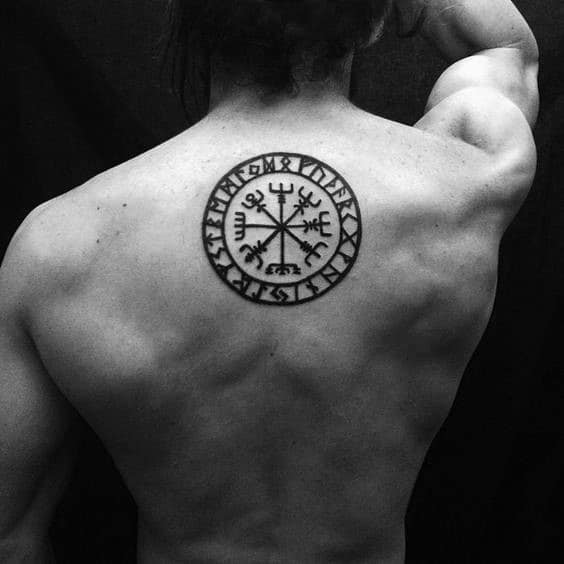 Mens Simple Compass Tattoo Ideas On Upper Back