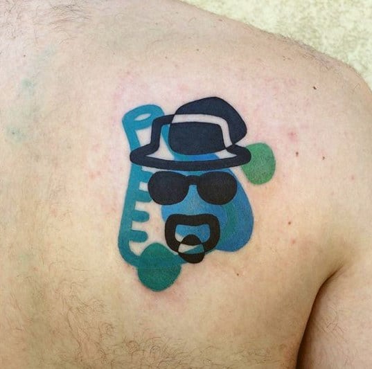 Mens Small Colorful Breaking Bad Themed Shoulder Tattoo