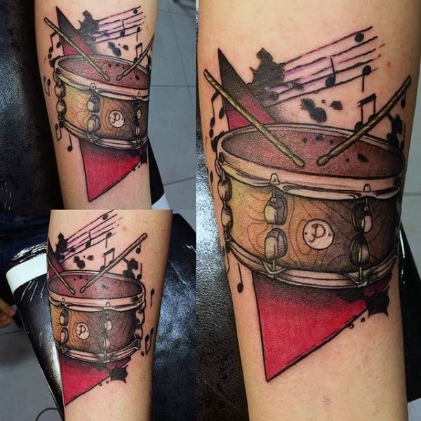 70 Drum Tattoos For Men - Musical Instrument Design Ideas