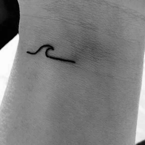 Mens Tiny Wrist Simple Wave Line Tattoo