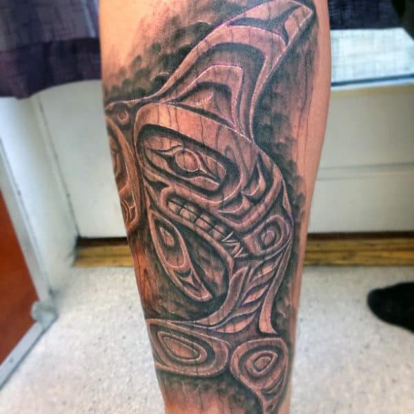 50 Wood Carving Tattoo Designs For Men - Masculine Ink Ideas
