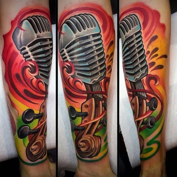 90 Microphone Tattoo Designs For Men Manly Vocal Ink