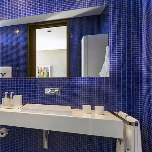 Mosaic Tiles Good Ideas For Modern Blue Bathroom
