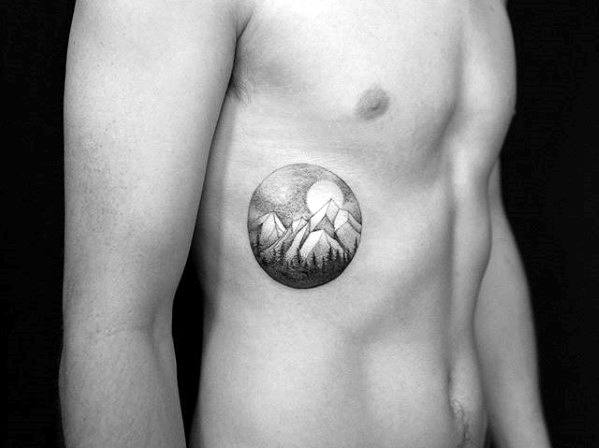 Nature Landscape Mountains Coolest Small Guys Rib Cage Side Tattoo