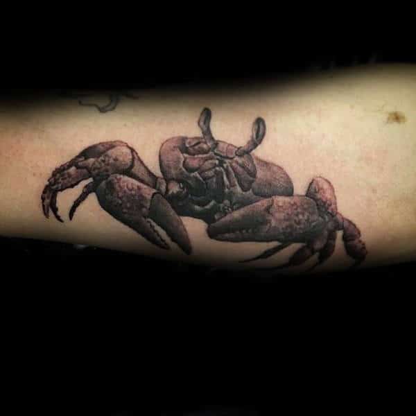 Nice Realistic Male Crab Arm Tattoos