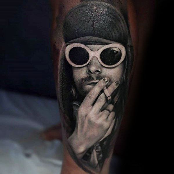Nirvana 3d Kurt Cobain Tattoos Men