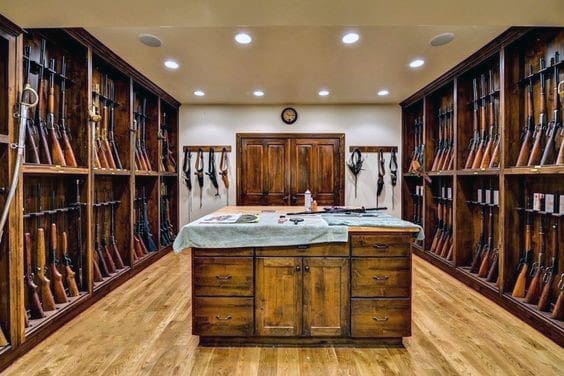 Old Traditional Wood Shotgun Gun Room Ideas