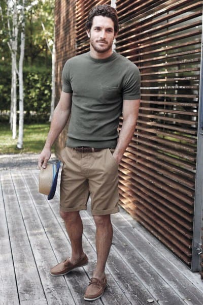 olive green shirt with tan shorts guys summer outfits fashion ideas