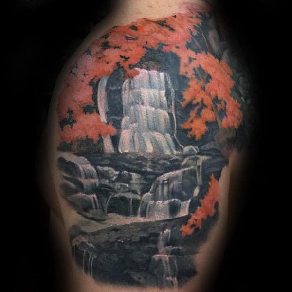 70 Waterfall Tattoo Designs For Men Glistening Ink Ideas