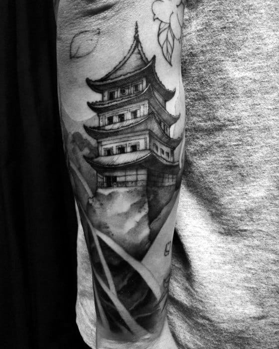 60 Pagoda Tattoo Designs For Men - Tiered Tower Ink Ideas