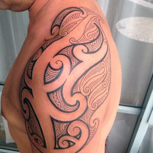 80 Tribal Shoulder Tattoos For Men - Masculine Design Ideas