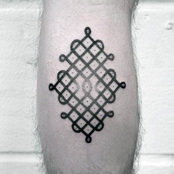 Pattern Simple Geometric Guys Leg Calf Tattoo