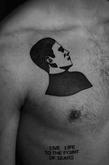 Portrait Small Creative Guys Upper Chest Tattoo Ideas