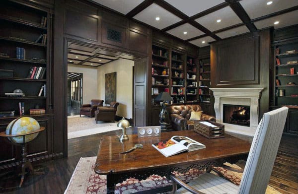 library style office fireplace mansion traditional country italian private room montecito men estate million california study luxury classic designs homes