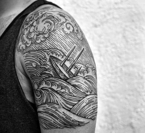 40 Sinking Ship Tattoo Designs For Men Shipwreck Ink Ideas