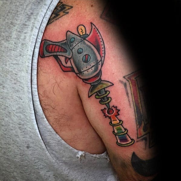 40 Ray Gun Tattoo Ideas For Men Particle Beam Designs