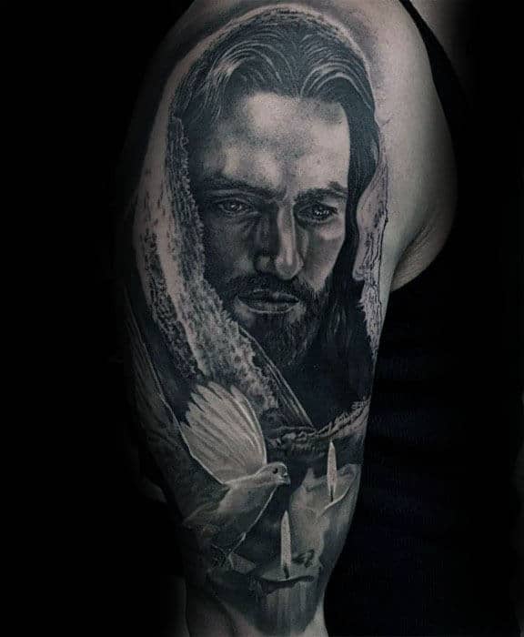 50 Jesus Sleeve Tattoo Designs For Men - Religious Ink Ideas