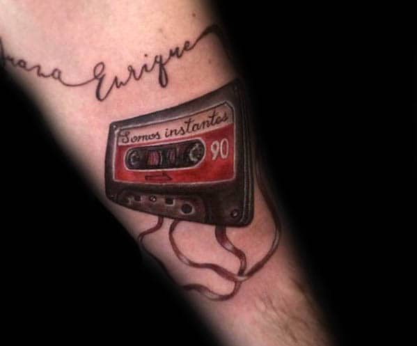 50 Cassette Tape Tattoo Designs For Men - Retro Ink Ideas