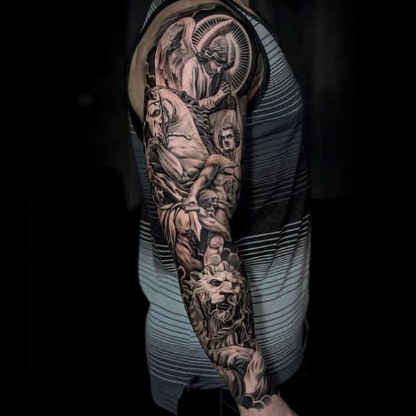 60 Lion Sleeve Tattoo Designs For Men - Masculine Ideas