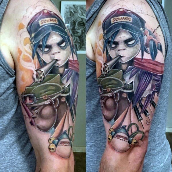 50 Gorillaz Tattoo Designs For Men Music Band Ink Ideas