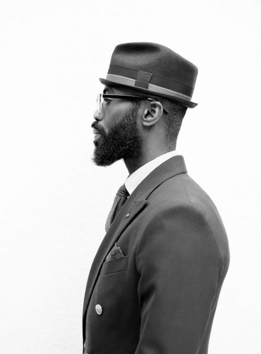 Retro Classy Black Mens Beard Style Ideas With Medium Length