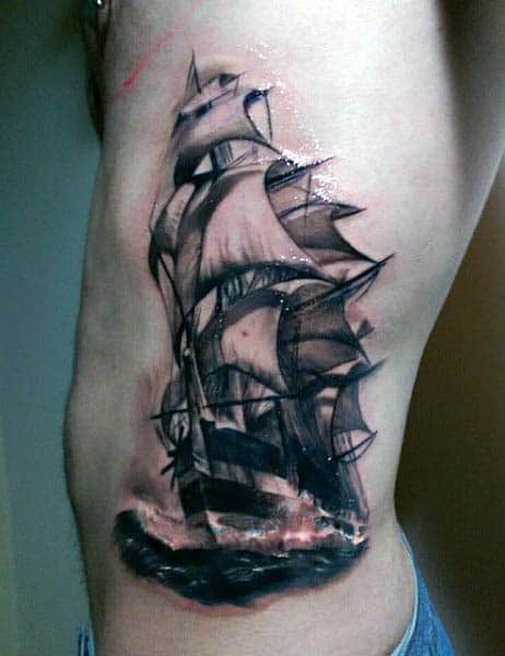 rib cage tattoo geometric Tattoo For Nautical Designs  Sailboat  60 Sophistication Men