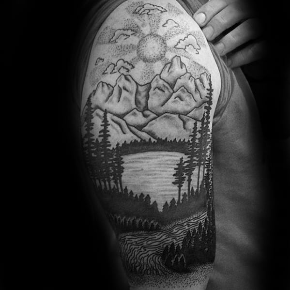 50 River Tattoos For Men - Flowing Water Ink Ideas
