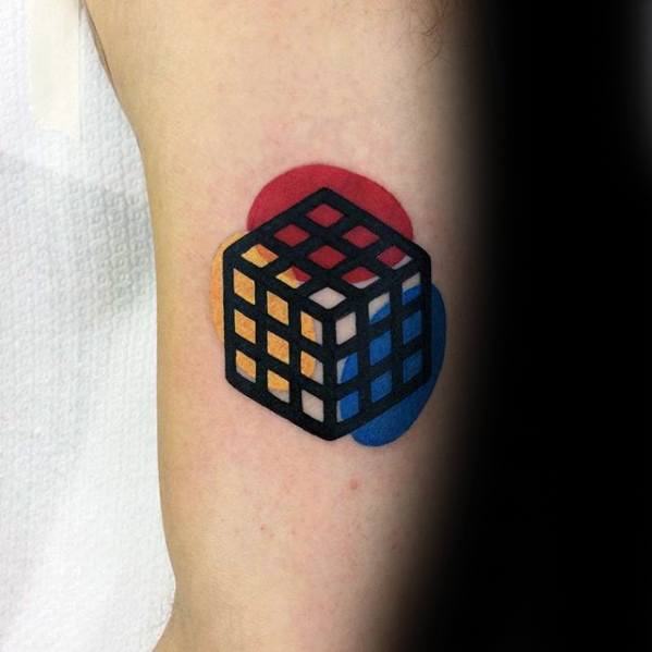 Rubiks Cube Colorful Arm Mens Small Tattoos