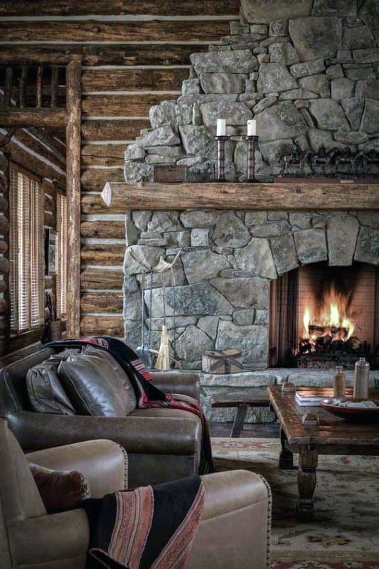 New Stone Fireplace Pictures with Simple Decor