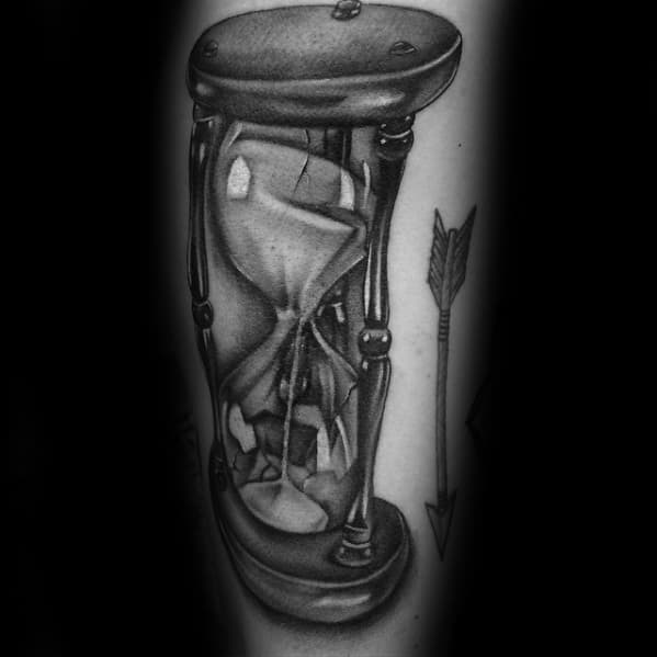 30 Broken Hourglass Tattoo Designs For Men - Time Ink Ideas